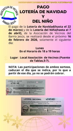 Pago de Lotería de Navidad – Lotería del Niño 2026 AVV. Barrio Jesús. item-thumbnail